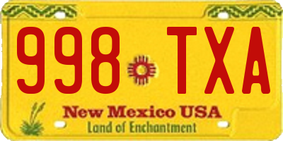 NM license plate 998TXA