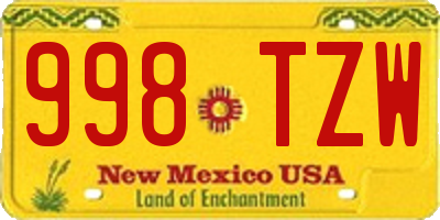 NM license plate 998TZW