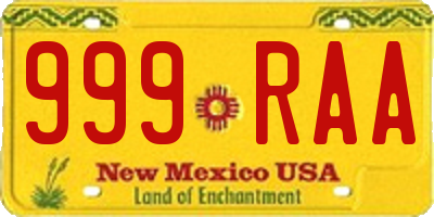 NM license plate 999RAA