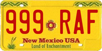 NM license plate 999RAF