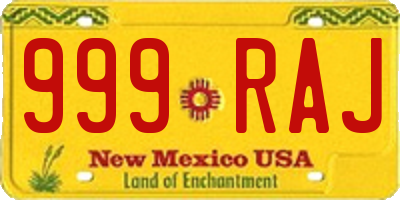 NM license plate 999RAJ