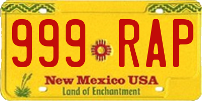 NM license plate 999RAP