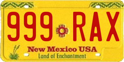 NM license plate 999RAX
