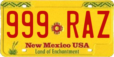 NM license plate 999RAZ