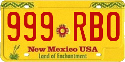 NM license plate 999RBO