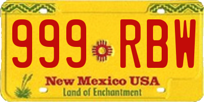NM license plate 999RBW