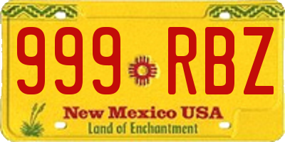 NM license plate 999RBZ