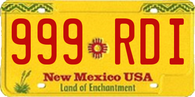 NM license plate 999RDI