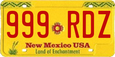NM license plate 999RDZ