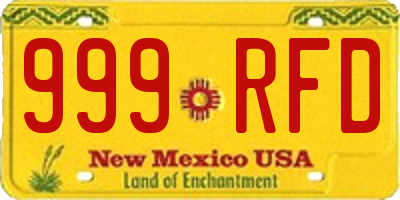 NM license plate 999RFD