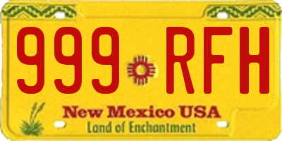 NM license plate 999RFH