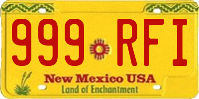 NM license plate 999RFI