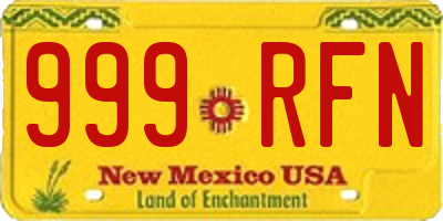 NM license plate 999RFN