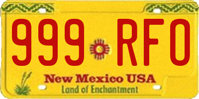 NM license plate 999RFO