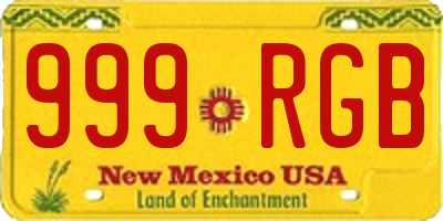 NM license plate 999RGB