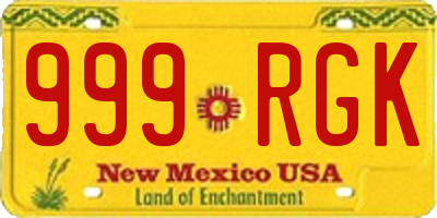 NM license plate 999RGK