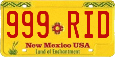 NM license plate 999RID
