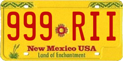 NM license plate 999RII