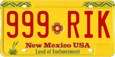 NM license plate 999RIK