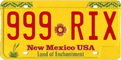 NM license plate 999RIX