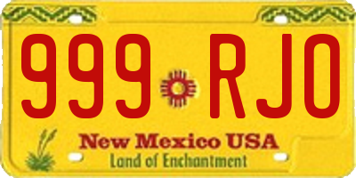 NM license plate 999RJO