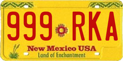 NM license plate 999RKA