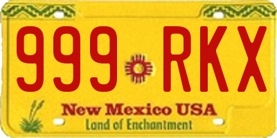 NM license plate 999RKX