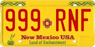 NM license plate 999RNF