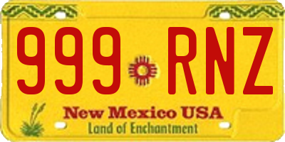 NM license plate 999RNZ