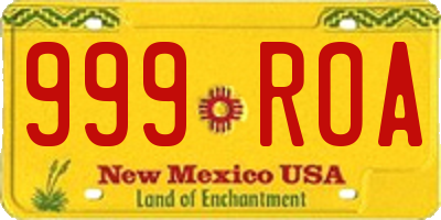 NM license plate 999ROA