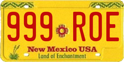 NM license plate 999ROE