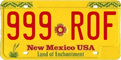 NM license plate 999ROF