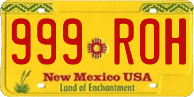 NM license plate 999ROH