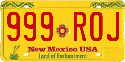 NM license plate 999ROJ
