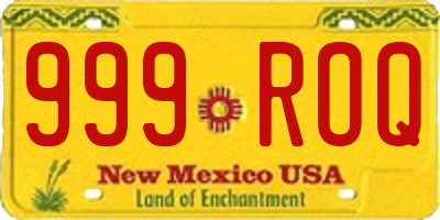 NM license plate 999ROQ