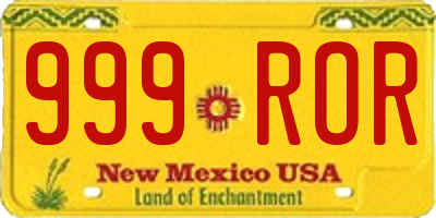 NM license plate 999ROR