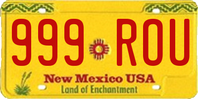 NM license plate 999ROU