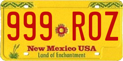 NM license plate 999ROZ