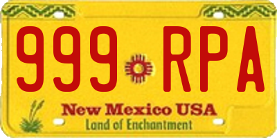 NM license plate 999RPA