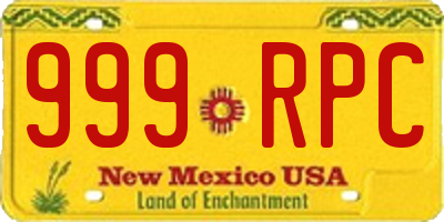 NM license plate 999RPC
