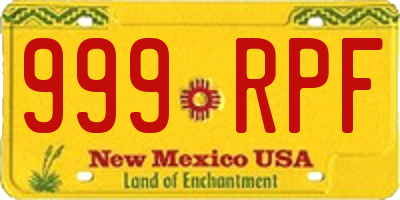 NM license plate 999RPF