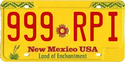 NM license plate 999RPI
