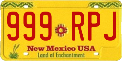 NM license plate 999RPJ