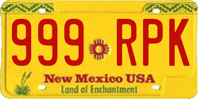 NM license plate 999RPK