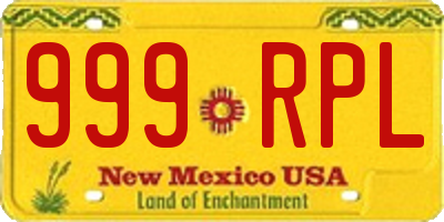 NM license plate 999RPL