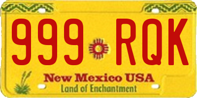 NM license plate 999RQK