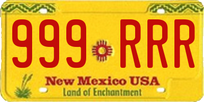 NM license plate 999RRR