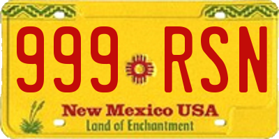 NM license plate 999RSN