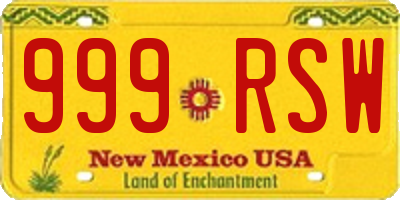 NM license plate 999RSW
