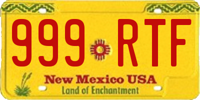 NM license plate 999RTF